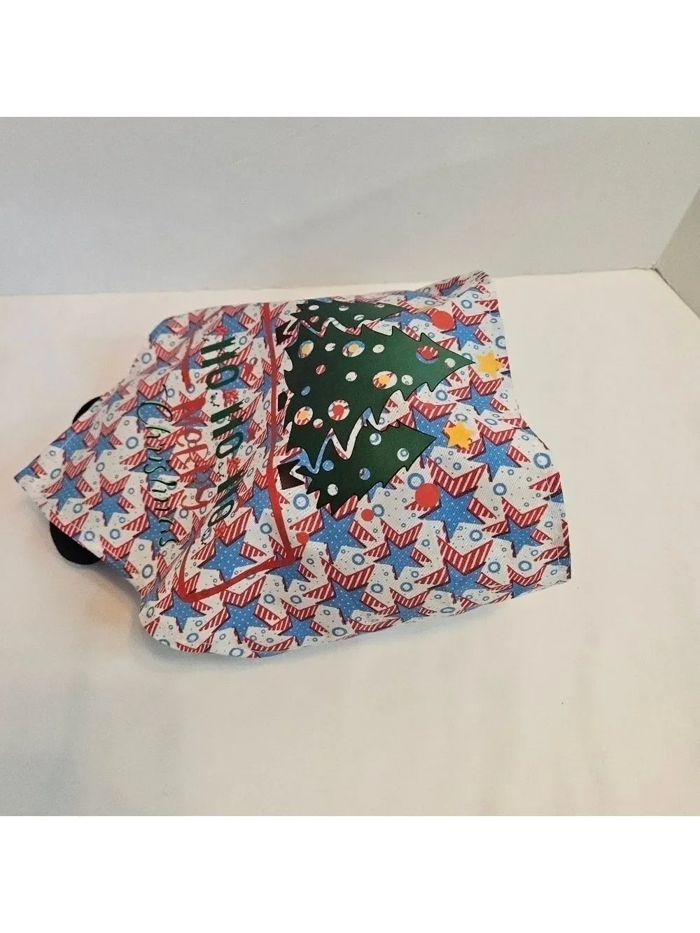 Upcycled Dog Bandana Christmas Trees heat transfer Ho Ho Ho Merry Christmas (M)